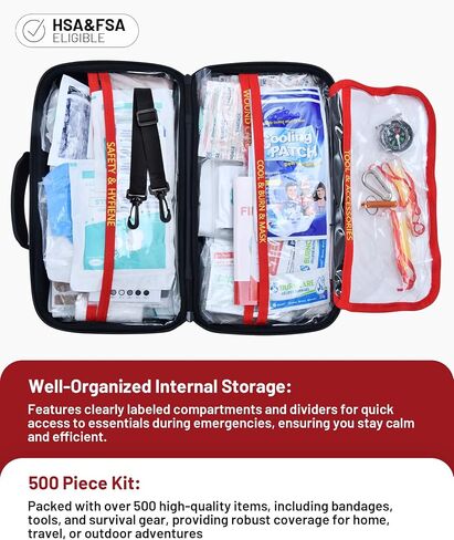 500 Pcs First Aid Kit for Travel/Camping/Businesses/Home/Car, Waterproof Emergency Kit for Hiking, Sports, Truck, Office, Vehicle & Outdoor Emergency Supplies, Well-Organized Home Travel Essentials in Saudi Arabia