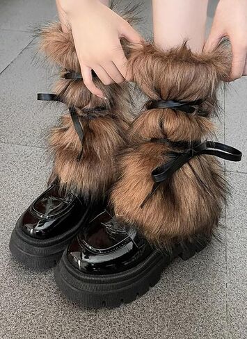 Viking Costume for Adults Furry Leg Warmers Wrap Faux Fur Medieval Fuzzy Leg Gaiters Boot Covers Warrior Shin Guards Cosplay Accessory in Saudi Arabia