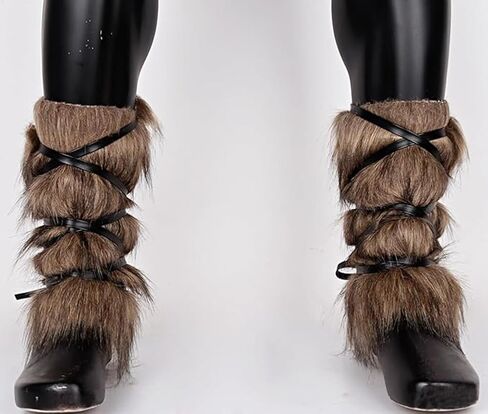 Viking Costume for Adults Furry Leg Warmers Wrap Faux Fur Medieval Fuzzy Leg Gaiters Boot Covers Warrior Shin Guards Cosplay Accessory in Saudi Arabia