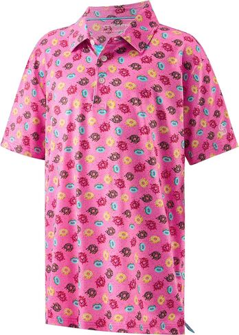 Youth Golf Shirts for Boys Performance Short Sleeve Polo Quick Dry Collared Printed Kids Polo Shirts for Boy in Kuwait