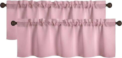 Easy Home Short Blackout Window Curtain 24 inches Long,Rod Pocket Thermal Privacy Curtain Tiers for Kitchen Farmhouse Closet, Living Room, Bathroom Shades (Pink, 27" W X 24" L (Pack of 2)) in Saudi Arabia