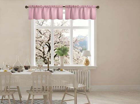Easy Home Short Blackout Window Curtain 24 inches Long,Rod Pocket Thermal Privacy Curtain Tiers for Kitchen Farmhouse Closet, Living Room, Bathroom Shades (Pink, 27" W X 24" L (Pack of 2)) in Saudi Arabia