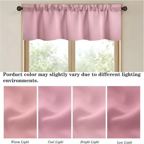 Easy Home Short Blackout Window Curtain 24 inches Long,Rod Pocket Thermal Privacy Curtain Tiers for Kitchen Farmhouse Closet, Living Room, Bathroom Shades (Pink, 27" W X 24" L (Pack of 2)) in Saudi Arabia