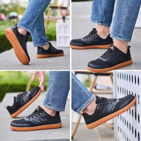 Men's Steel Toe Shoes Wide Toe Box Barefoot Style Non Slip Puncture Proof Safety Footwear for Warehouse Construction Industrial Work Lightweight Breathable Comfortable in Kuwait
