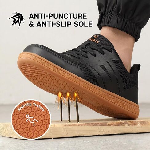 Men's Steel Toe Shoes Wide Toe Box Barefoot Style Non Slip Puncture Proof Safety Footwear for Warehouse Construction Industrial Work Lightweight Breathable Comfortable in Kuwait