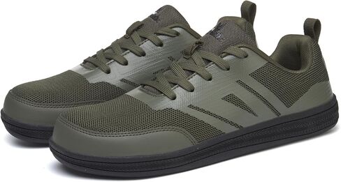 Men's Steel Toe Shoes Wide Toe Box Barefoot Style Non Slip Puncture Proof Safety Footwear for Warehouse Construction Industrial Work Lightweight Breathable Comfortable in Kuwait