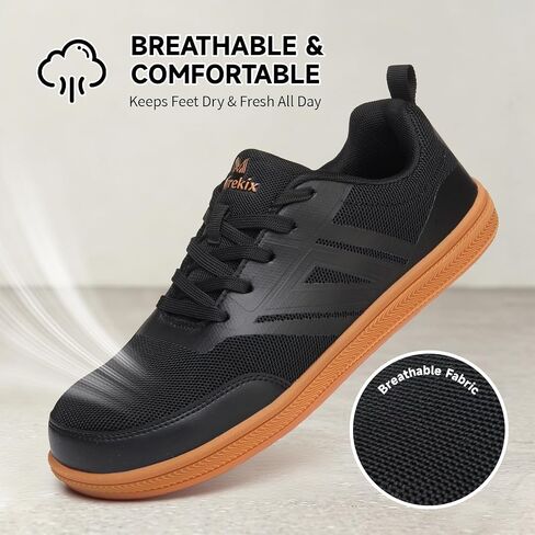 Men's Steel Toe Shoes Wide Toe Box Barefoot Style Non Slip Puncture Proof Safety Footwear for Warehouse Construction Industrial Work Lightweight Breathable Comfortable in Kuwait