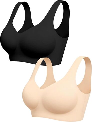 Women's Seamless Wireless Bra No Underwire Pullover Full Coverage T-Shirt Bralette Wide Straps Comfy Sleep Bra in Saudi Arabia