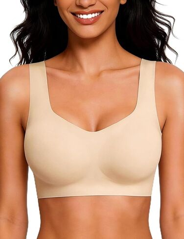 Women's Seamless Wireless Bra No Underwire Pullover Full Coverage T-Shirt Bralette Wide Straps Comfy Sleep Bra in Saudi Arabia