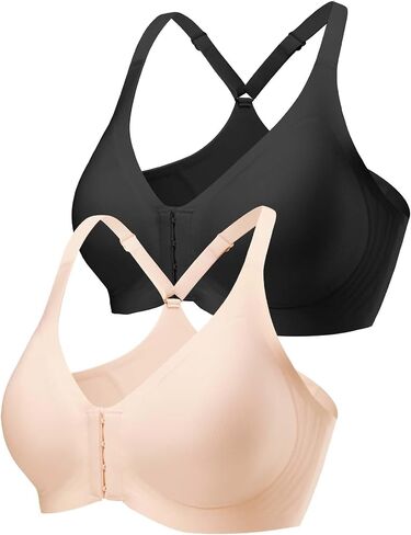 حمالة صدر بإغلاق أمامي للنساء - S-2XL حمالات صدر مبطنة داعمة من الجل جيلي لاسلكية بظهر متسابق، حمالة صدر يومية بدون خياطة بدون سلك داخلي in Kuwait