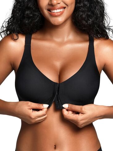 حمالة صدر بإغلاق أمامي للنساء - S-2XL حمالات صدر مبطنة داعمة من الجل جيلي لاسلكية بظهر متسابق، حمالة صدر يومية بدون خياطة بدون سلك داخلي in Kuwait