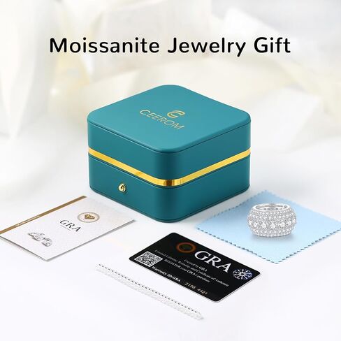 12CT 5 Row Unisex Moissanite Eternity Band Ring | Runs 1/2 Size Small - Size Up Half a Size | D Color VVS1 Iced Out Hip Hop Ring | 18K White Gold Plated S925 Sterling Silver | 14.5mm, Size 7-10 | Anniversary Birthday Jewelry Gift in Saudi Arabia