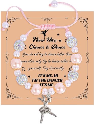 Dance Recital Gifts for Girls, Mothers Day Gifts Pink Dance Bracelet Ballerina Gift for Daughter Granddaughter Sister Dance Team, Best Friend Gift in Kuwait