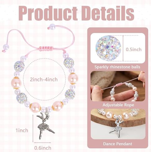 Dance Recital Gifts for Girls, Mothers Day Gifts Pink Dance Bracelet Ballerina Gift for Daughter Granddaughter Sister Dance Team, Best Friend Gift in Kuwait