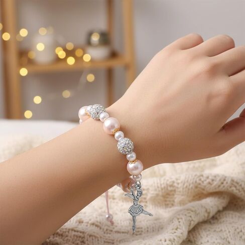 Dance Recital Gifts for Girls, Mothers Day Gifts Pink Dance Bracelet Ballerina Gift for Daughter Granddaughter Sister Dance Team, Best Friend Gift in Kuwait