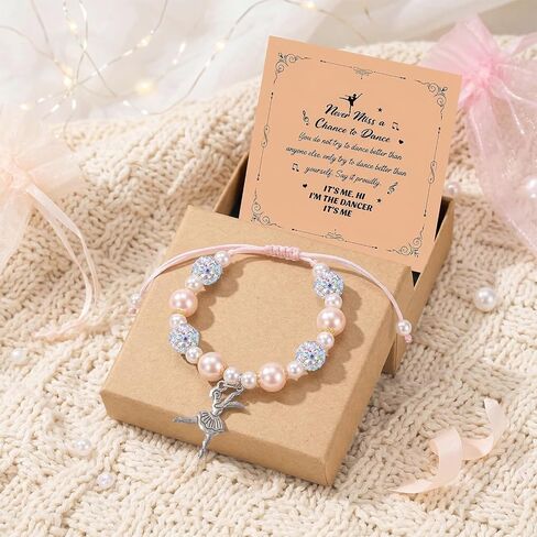 Dance Recital Gifts for Girls, Mothers Day Gifts Pink Dance Bracelet Ballerina Gift for Daughter Granddaughter Sister Dance Team, Best Friend Gift in Kuwait