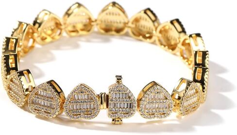 Solid Gold over S925 Sterling Silver T-Cut Moissanite Bracelet, Open Heart Pendant Detail, Sentimental Gift for Meaningful Moments in Kuwait