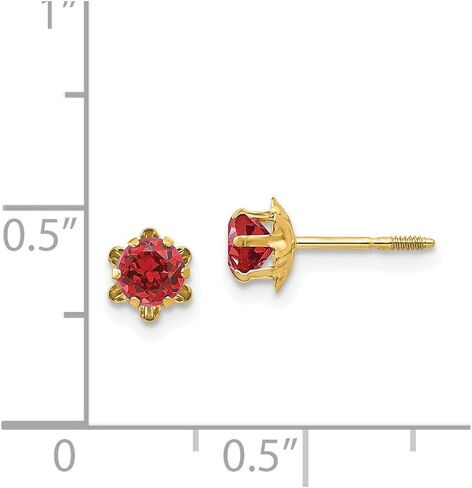 Real 14k Yellow Gold 4mm Synthetic Ruby (Jul) Screw back Studs Post Earrings 4mm in Kuwait