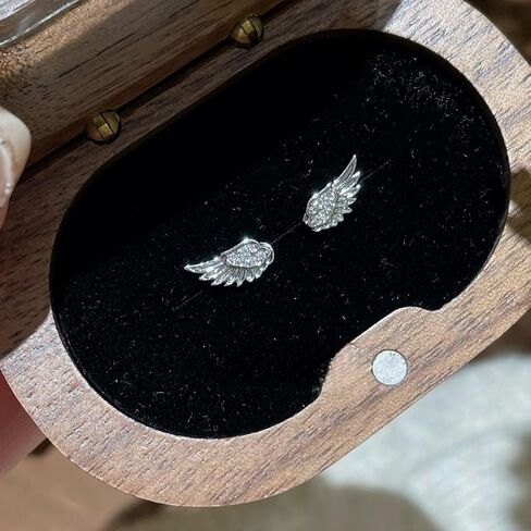 Angel Wing Stud Earrings for Women Flat Back Cartilage Earrings Zircon Crystal Stainless Steel earring Helix Piercing Jewelry in Saudi Arabia