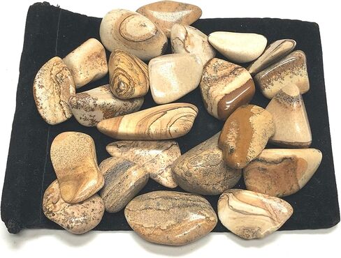 Tumbled Picture Jasper - Large 1" Stones in Velvet Bag (1 Pound) in Kuwait