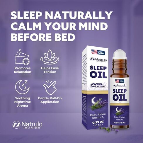 Sleep Oil Roll On – Lavender Essential Oil Roll On for Relaxation & Calm, Aromatherapy Essential Oil Roller for Night Routine – Natural Sleep Blend with Rosemary & Orange – Travel Friendly Made in USA in Kuwait