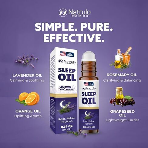 Sleep Oil Roll On – Lavender Essential Oil Roll On for Relaxation & Calm, Aromatherapy Essential Oil Roller for Night Routine – Natural Sleep Blend with Rosemary & Orange – Travel Friendly Made in USA in Kuwait