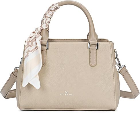 ALEX & MIA Small Top-Handle Bag for Women, Litchi Grain Vegan Leather Satchel with Detachable Decorative Accent in Saudi Arabia