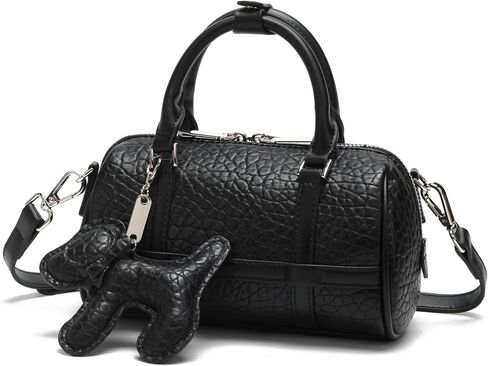 Women’s Mini Boston Bag 20cm, Crocodile Embossed PU Leather Small Satchel with Top Handle & Adjustable Crossbody Strap in Saudi Arabia