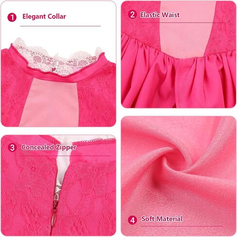 Pink Princess Costume for Girls Kids Deluxe Fairytale Royal Dress with Wig Gloves Jewelry Wand Halloween Party Set in Saudi Arabia