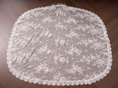 French Lace Fingertip Length Mantila Wedding Bridal Veil with Comb Ivory in Saudi Arabia