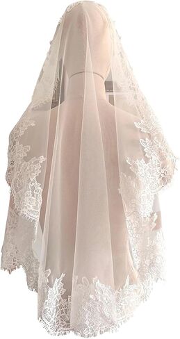 Fingertip Length Floral Lace Edge Wedding Bridal Veil with Comb for Bride in Saudi Arabia