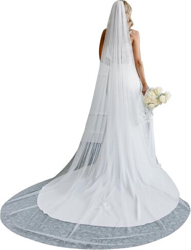 Long Veils Simple Plain Cut Edge Wedding Veil with Comb for Brides in Saudi Arabia