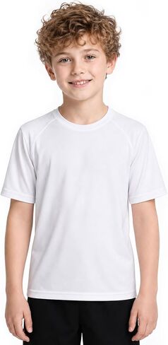 Toddler Boys White Rash Guard Swim Shirt, UPF 50+ Quick Dry Youth Kids Sun Protection Water Shirt for Beach Surf in Saudi Arabia