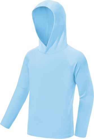 Boys Hooded Long Sleeve Rash Guard Swim Shirt, Youth Kids Girls Toddler UPF 50+ Fishing Shirt, UV Sun Protection Quick Dry Fishing Hiking Water Beach Hoodies in Kuwait