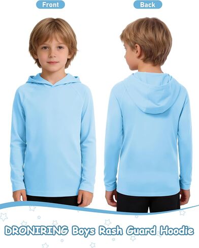 Boys Hooded Long Sleeve Rash Guard Swim Shirt, Youth Kids Girls Toddler UPF 50+ Fishing Shirt, UV Sun Protection Quick Dry Fishing Hiking Water Beach Hoodies in Kuwait