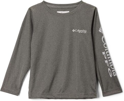 Columbia Youth Boys Toddler PFG Terminal Tackle Long Sleeve Sun Protection Shirt, Charcoal Heather/Cool Grey Logo, 4T in Saudi Arabia