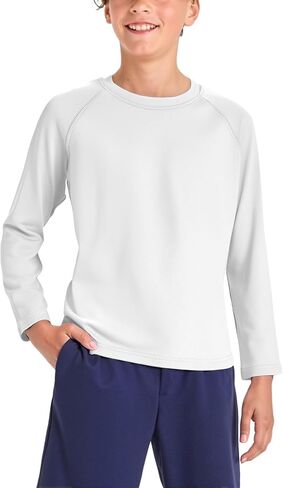 BRISIRA Boys Rash Guard UPF 50+ Kids Swim Shirt Long Sleeve Fishing SPF Sun Protection Quick Dry Cooling for Youth 6-16Y in Kuwait
