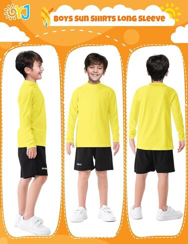 Rash Guard for Boys Long Sleeve Swim Shirt UPF+ 50 Toddler Water Shirts Quick Dry Sun Rashguard for Surfing Swimming Beach 2T Yellow in Kuwait