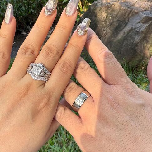 CEJUG 2.5Ct Princess Wedding Ring Sets for Him and Her CZ Bridal Rings Sets Cubic Zirconia Engagement Rings Band in Saudi Arabia