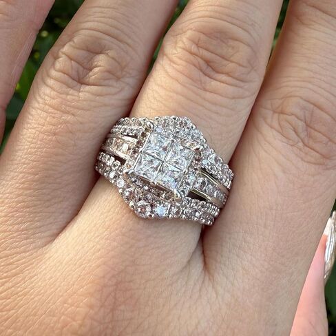 CEJUG 2.5Ct Princess Wedding Ring Sets for Him and Her CZ Bridal Rings Sets Cubic Zirconia Engagement Rings Band in Saudi Arabia