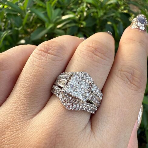 CEJUG 2.5Ct Princess Wedding Ring Sets for Him and Her CZ Bridal Rings Sets Cubic Zirconia Engagement Rings Band in Saudi Arabia