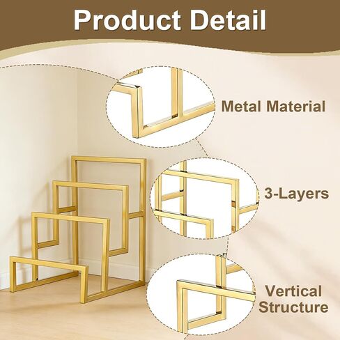 2 Pack Purse Organizer for Closet Display, 3 Layer Gold Purse Stands for Display, Metal Rack Stand for Purse Storage Organizer and Store Boutique Supplies. in Kuwait
