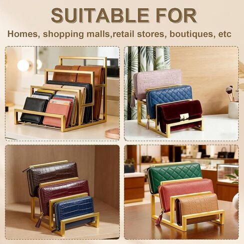 2 Pack Purse Organizer for Closet Display, 3 Layer Gold Purse Stands for Display, Metal Rack Stand for Purse Storage Organizer and Store Boutique Supplies. in Kuwait
