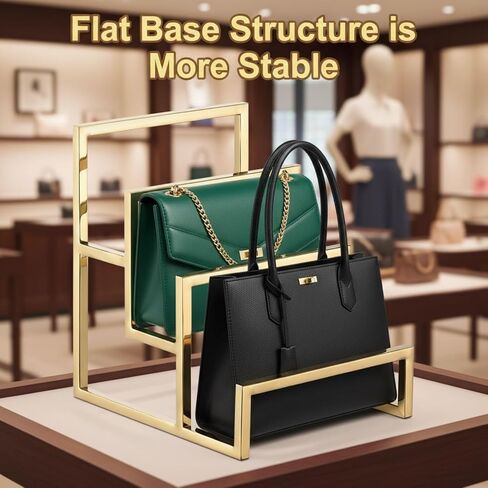 2 Pack Purse Organizer for Closet Display, 3 Layer Gold Purse Stands for Display, Metal Rack Stand for Purse Storage Organizer and Store Boutique Supplies. in Kuwait