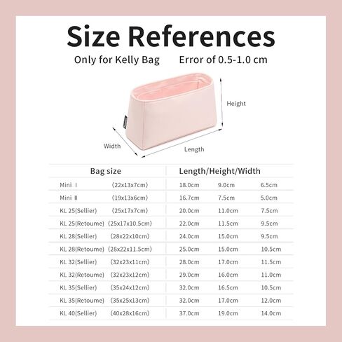 Silk Purse Organizer Insert Fits Hermes Kelly, Luxury Satin Bag Shaper with Divider, Silky Smooth Non-Slip Handbag Organizer for Designer Bags in Kuwait