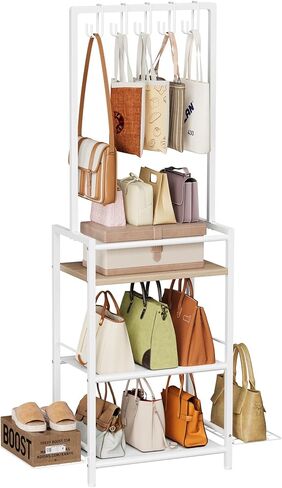Homeiju Tall Purse Organizer for Closet, Vertical Handbag Organizer, No Scratch Purse Holder Rack, Space-Saving Storage for Purses, Totes, Handbags (Rustic Brown) in Saudi Arabia