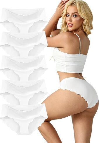 Seamless Underwear for Women Low Rise Hipster Wave Edge Sexy No Show Bikini Panties 5 Pack in Kuwait