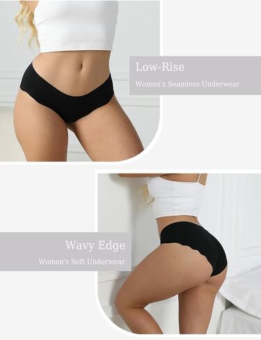 Seamless Underwear for Women Low Rise Hipster Wave Edge Sexy No Show Bikini Panties 5 Pack in Kuwait