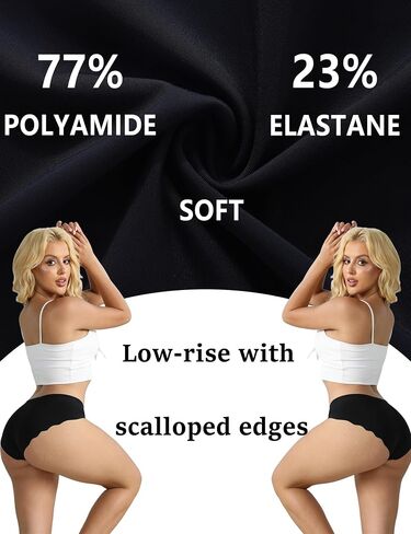 Seamless Underwear for Women Low Rise Hipster Wave Edge Sexy No Show Bikini Panties 5 Pack in Kuwait