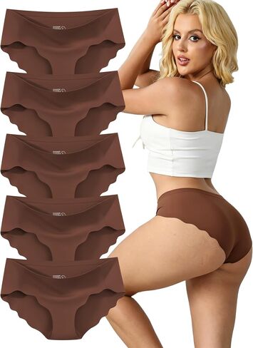 Seamless Underwear for Women Low Rise Hipster Wave Edge Sexy No Show Bikini Panties 5 Pack in Kuwait